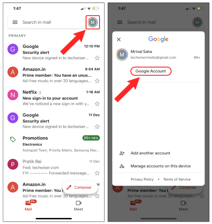  كيفية تغيير Gmail في الهاتف